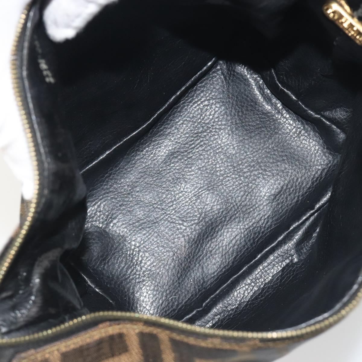 FENDI Zucca Canvas Hand Bag Black Brown Auth 195184A