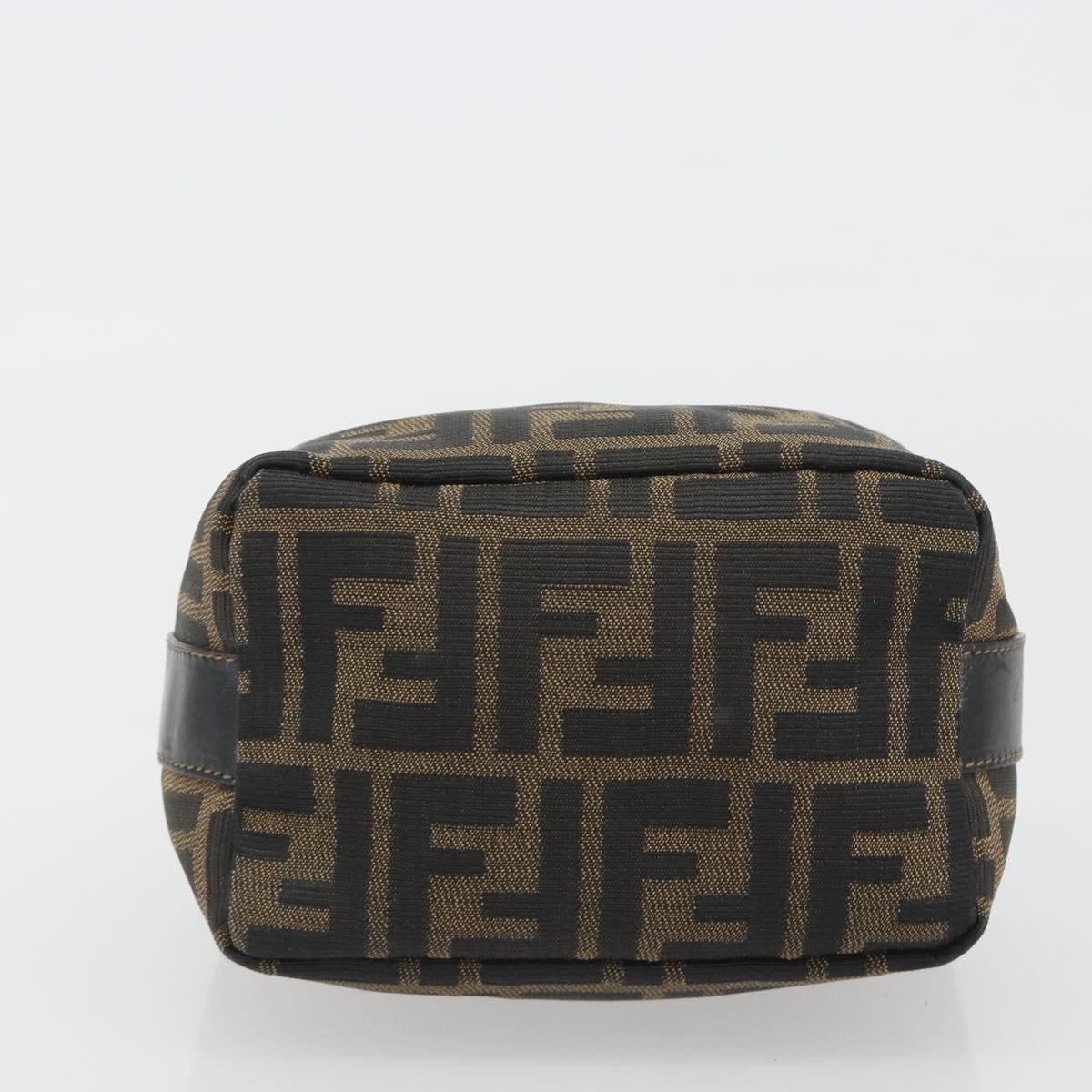 FENDI Zucca Canvas Hand Bag Black Brown Auth 195184A