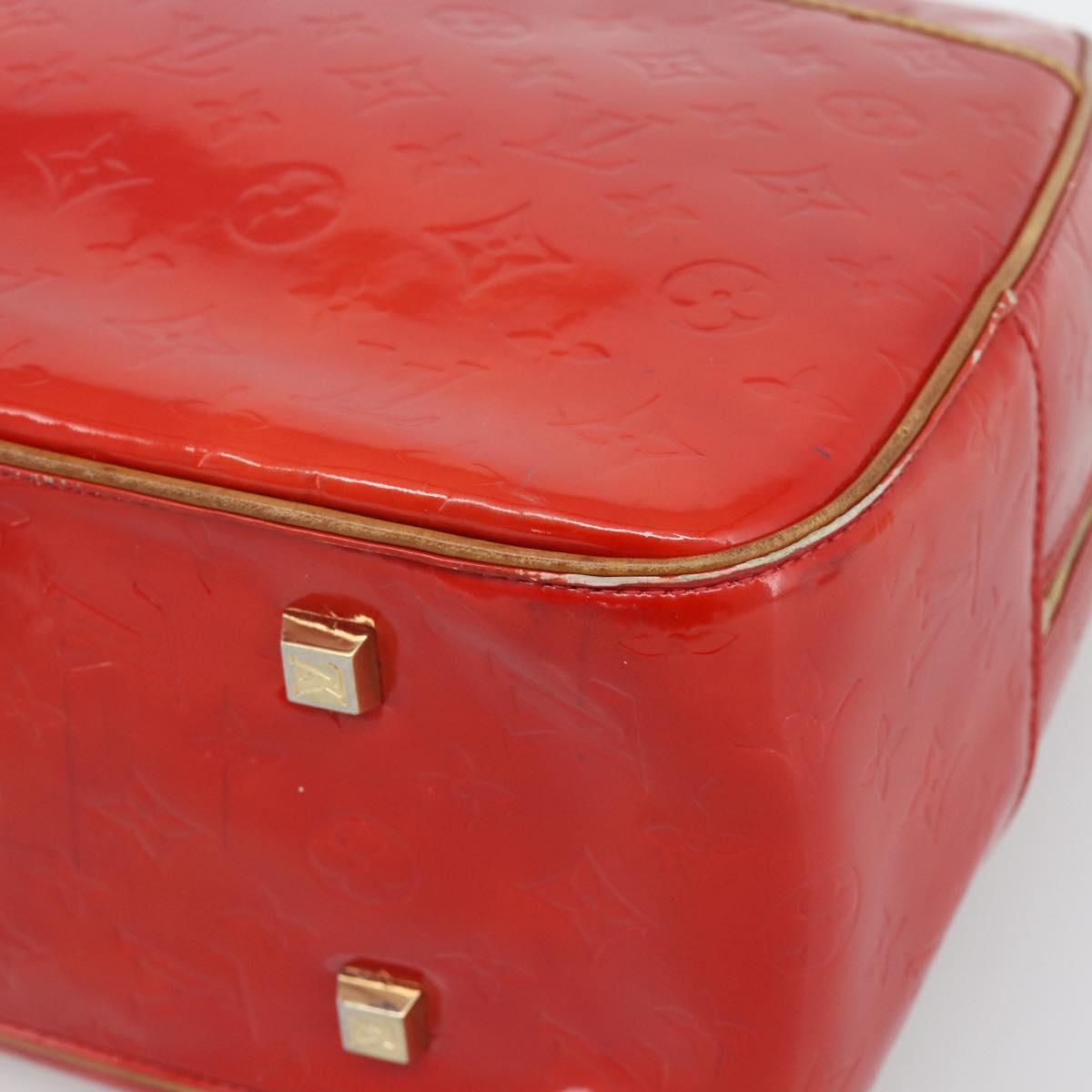 LOUIS VUITTON Monogram Vernis Sutton Hand Bag Red Rouge M91080 LV Auth 195186