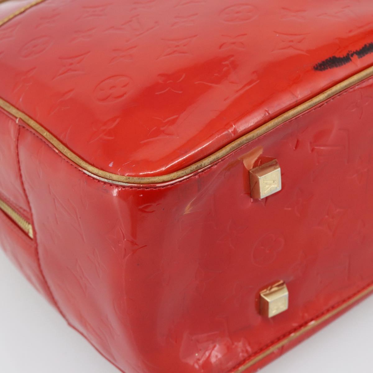 LOUIS VUITTON Monogram Vernis Sutton Hand Bag Red Rouge M91080 LV Auth 195186