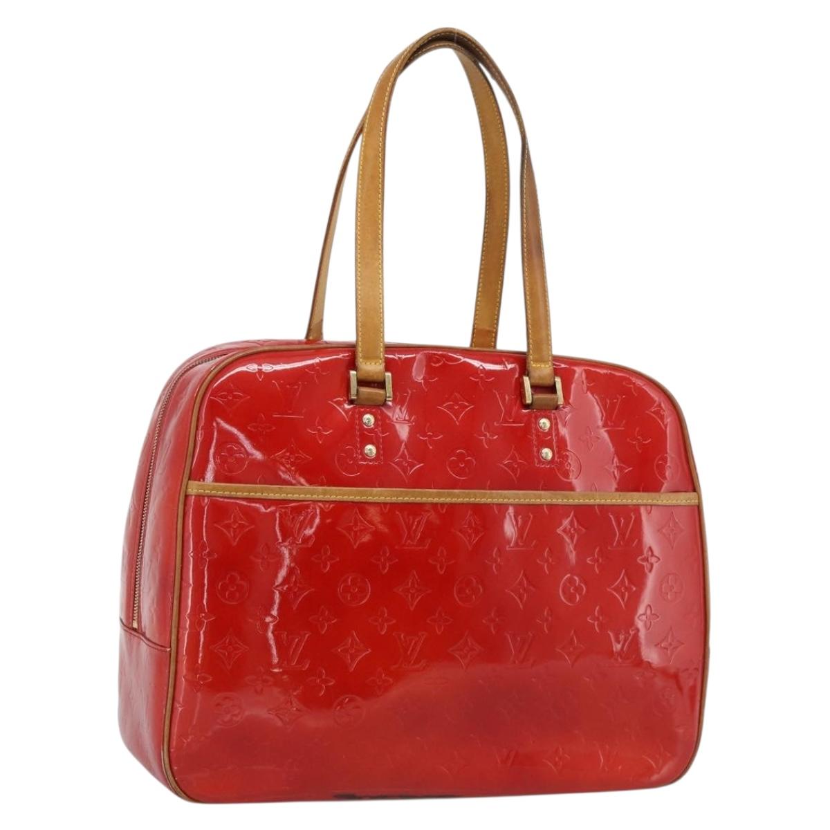 LOUIS VUITTON Monogram Vernis Sutton Hand Bag Red Rouge M91080 LV Auth 195186