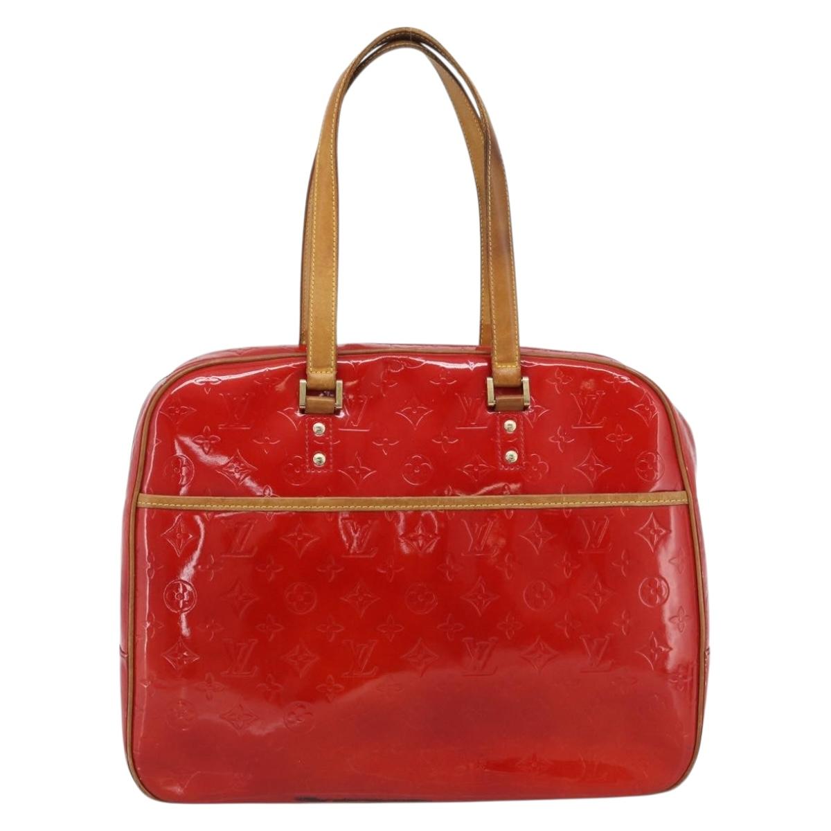 LOUIS VUITTON Monogram Vernis Sutton Hand Bag Red Rouge M91080 LV Auth 195186