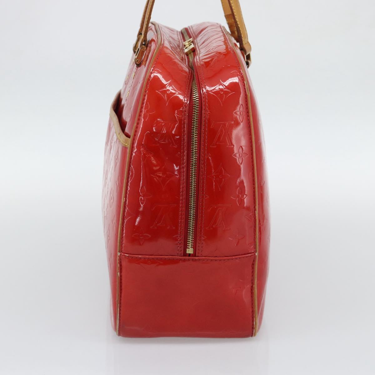 LOUIS VUITTON Monogram Vernis Sutton Hand Bag Red Rouge M91080 LV Auth 195186