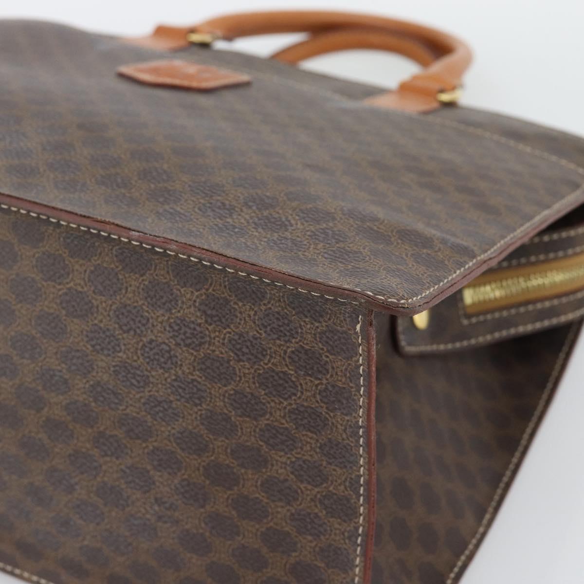 CELINE Macadam Canvas Hand Bag PVC Leather Brown Gold Auth 195189A