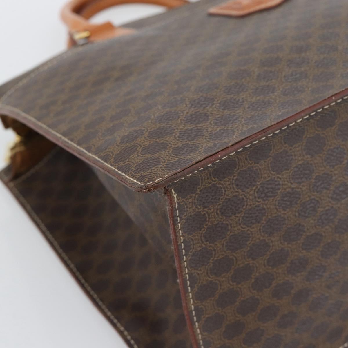 CELINE Macadam Canvas Hand Bag PVC Leather Brown Gold Auth 195189A