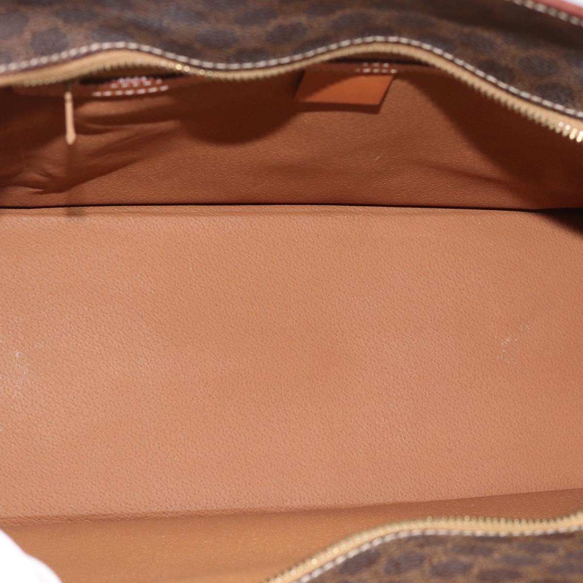 CELINE Macadam Canvas Hand Bag PVC Leather Brown Gold Auth 195189A