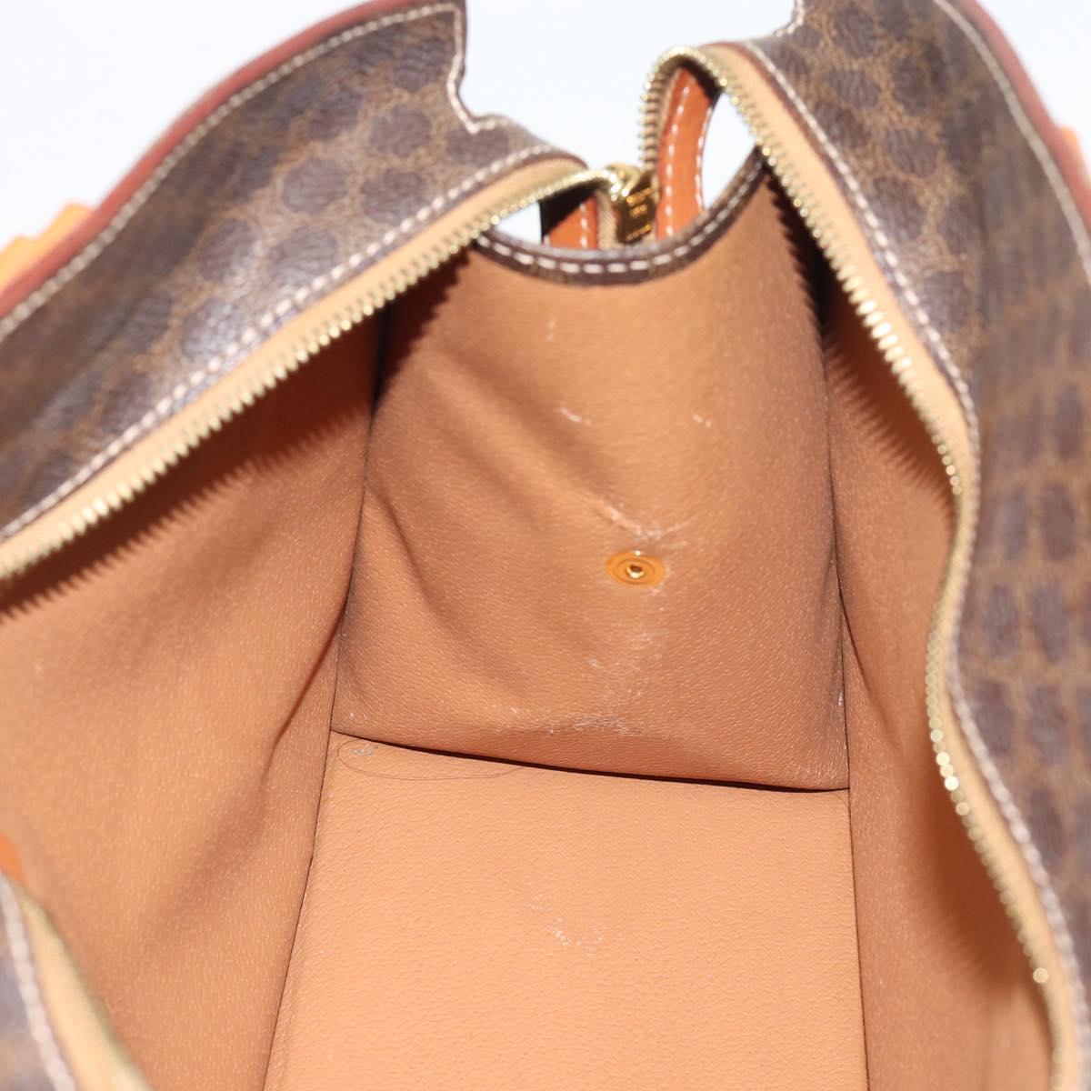 CELINE Macadam Canvas Hand Bag PVC Leather Brown Gold Auth 195189A