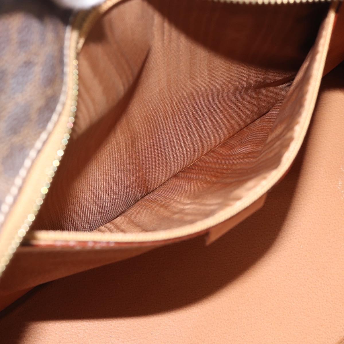 CELINE Macadam Canvas Hand Bag PVC Leather Brown Gold Auth 195189A