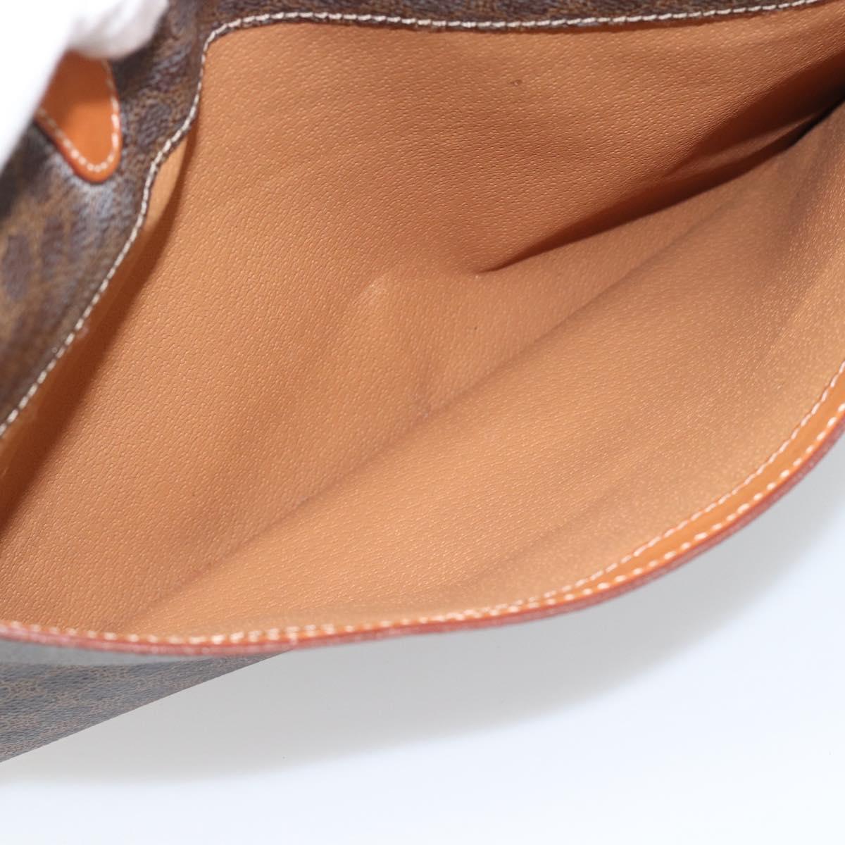 CELINE Macadam Canvas Hand Bag PVC Leather Brown Gold Auth 195189A