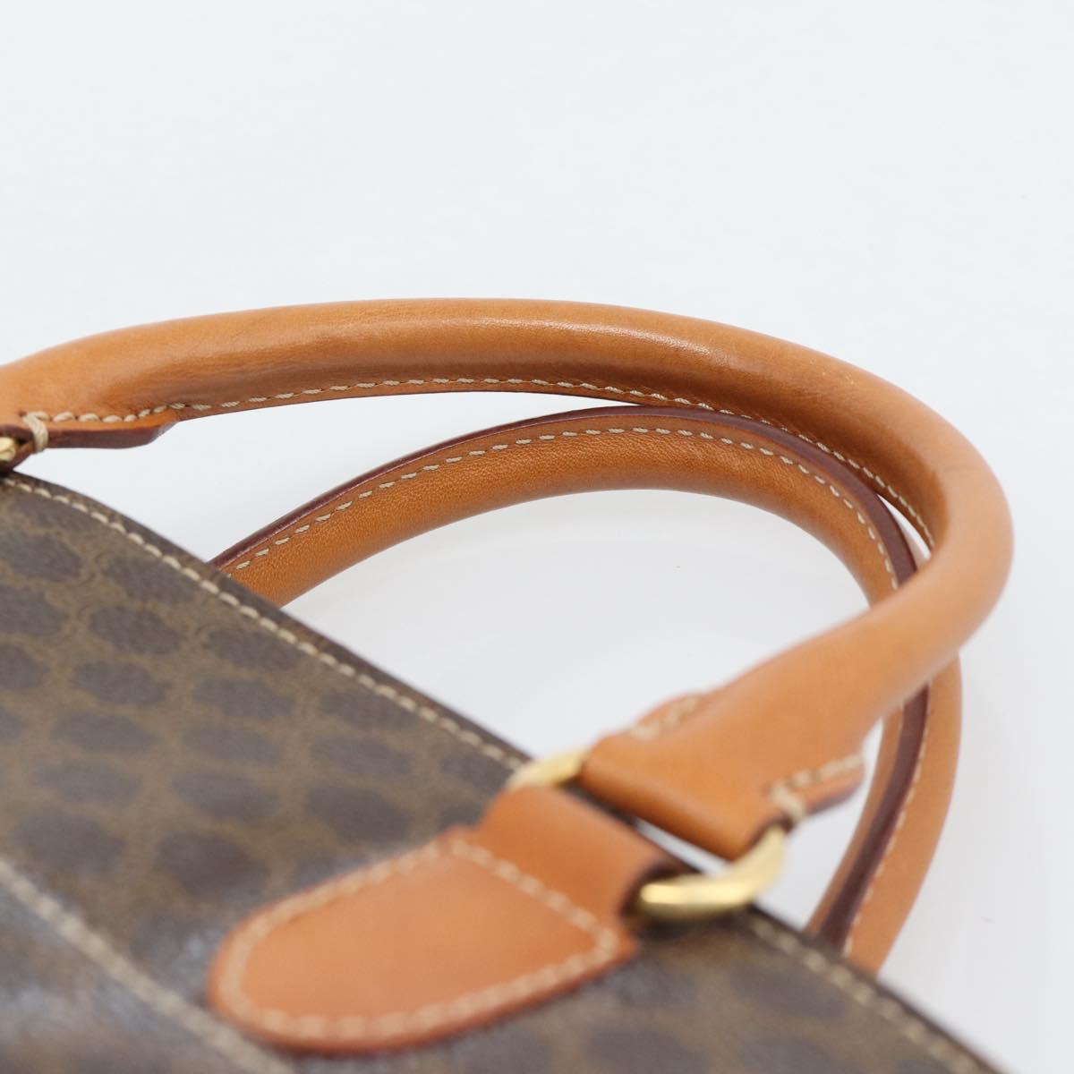 CELINE Macadam Canvas Hand Bag PVC Leather Brown Gold Auth 195189A