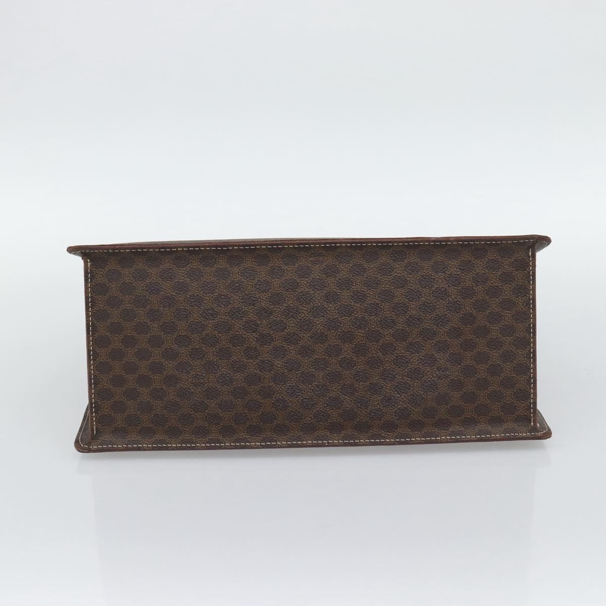CELINE Macadam Canvas Hand Bag PVC Leather Brown Gold Auth 195189A