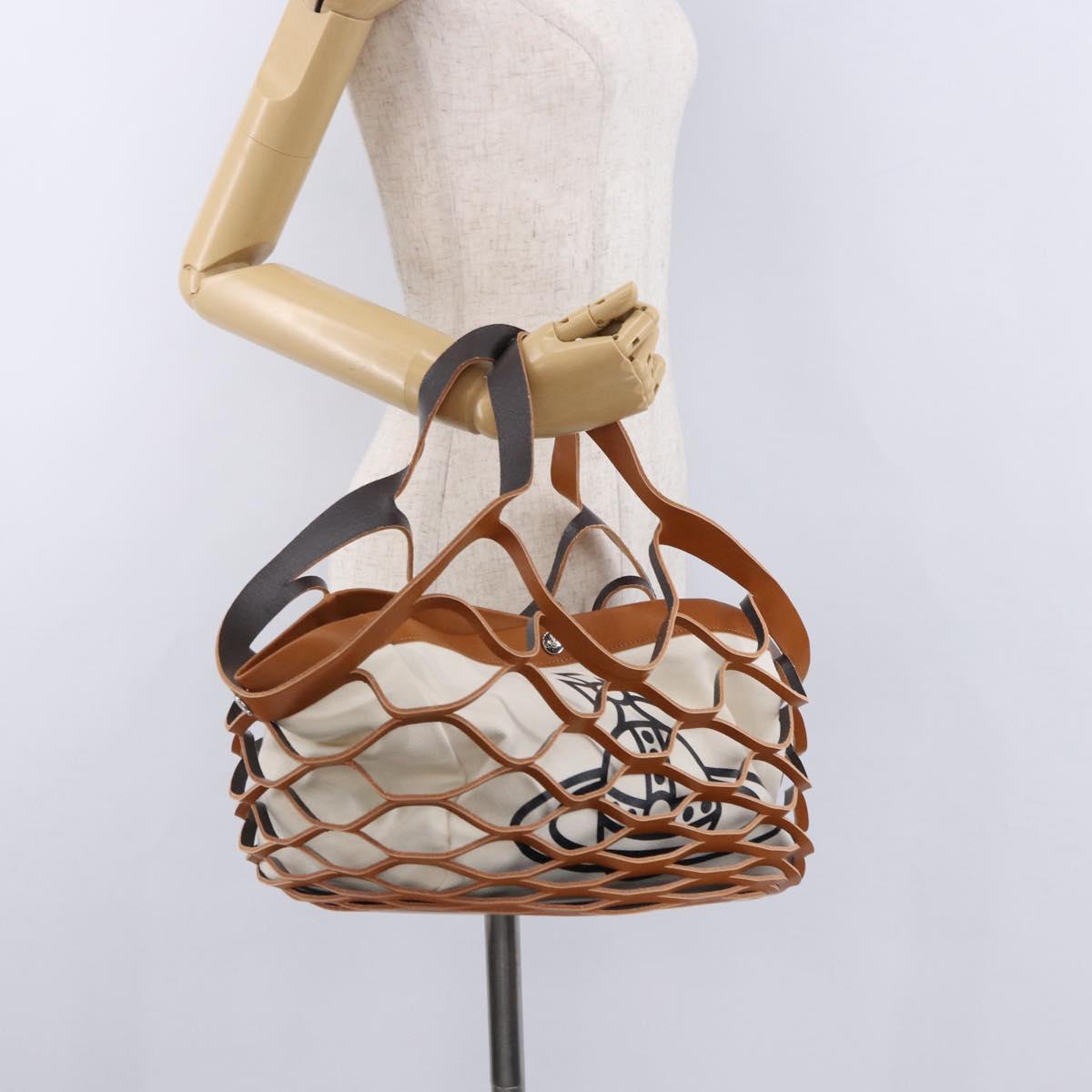 Vivienne Westwood Hand Bag Canvas Brown White Auth 195190V