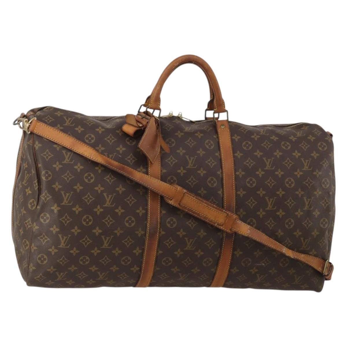 LOUIS VUITTON Monogram Keepall Bandouliere 60 Boston Bag M41412 LV Auth 195191