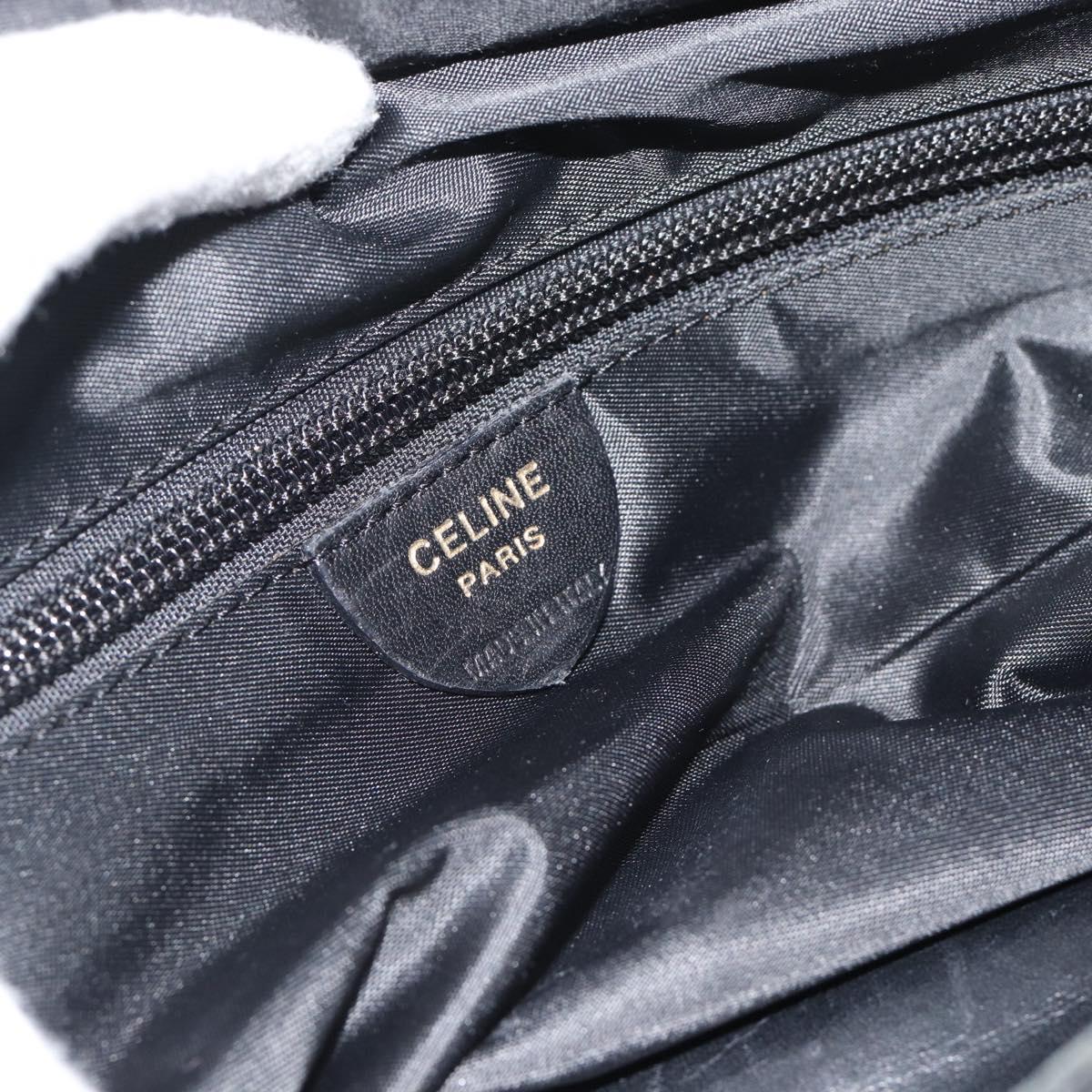 CELINE Hand Bag Nylon Black Gold Auth 195193