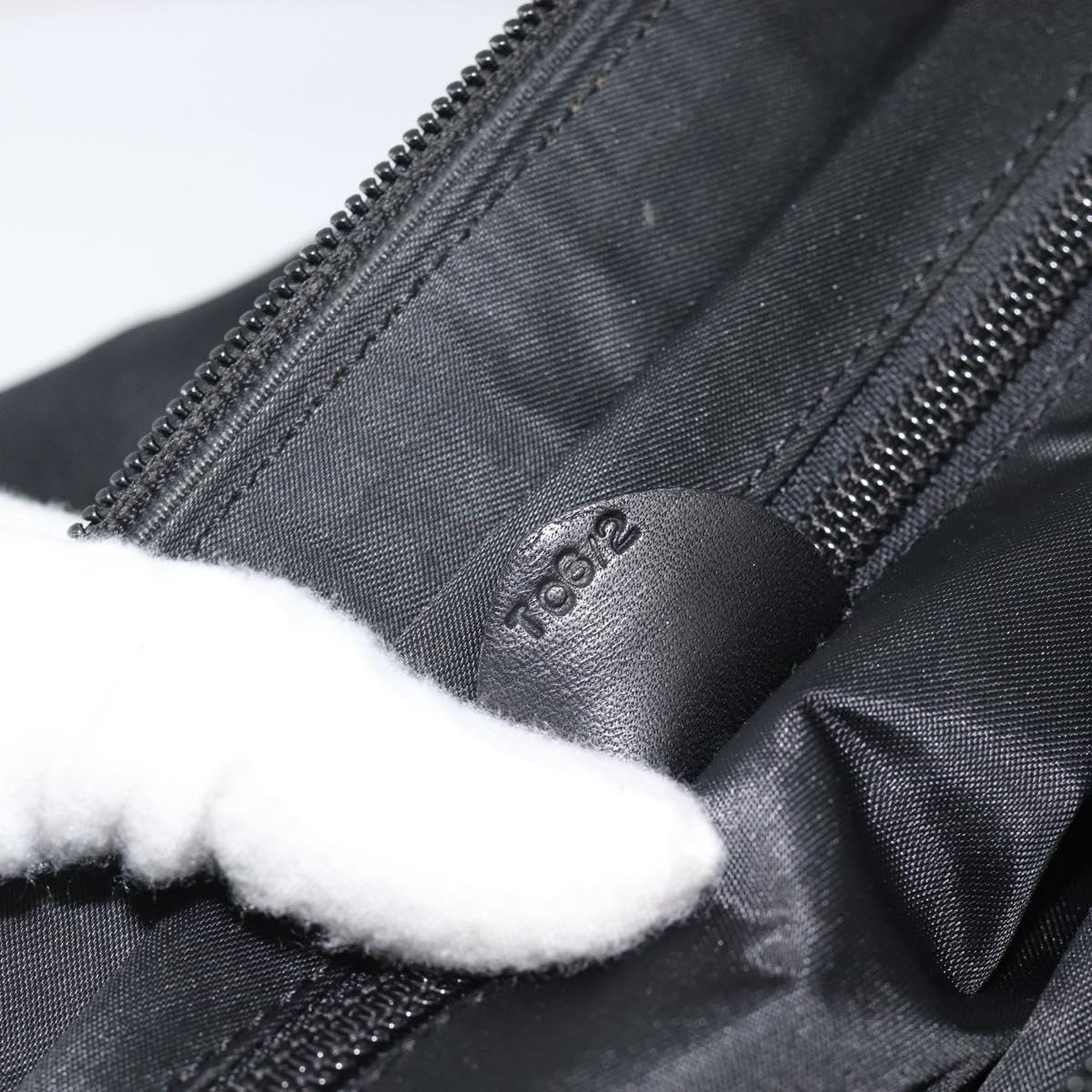 CELINE Hand Bag Nylon Black Gold Auth 195193