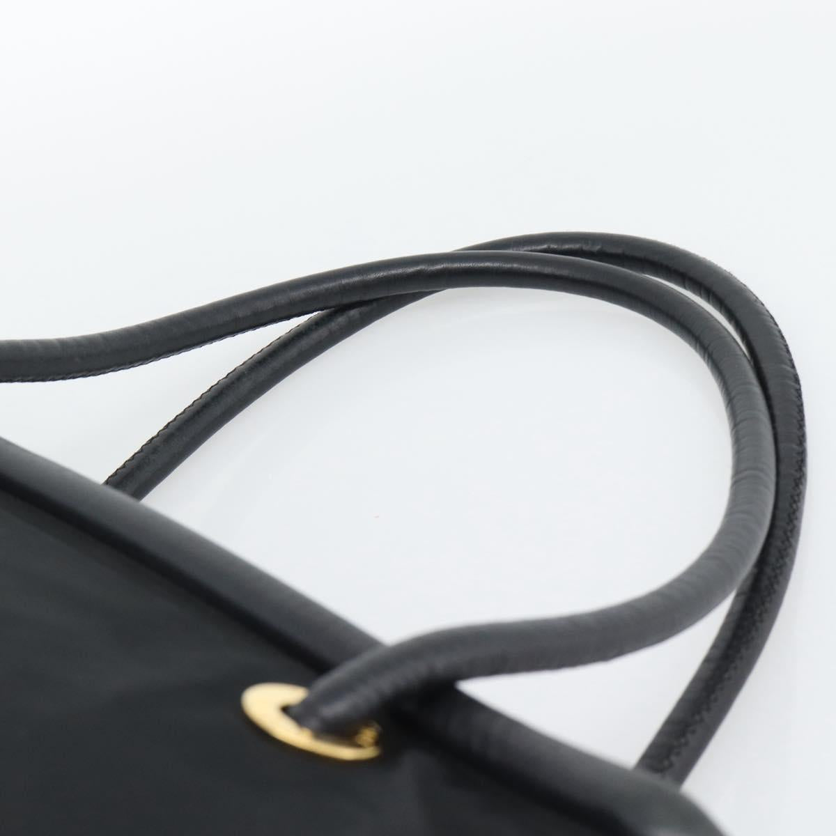 CELINE Hand Bag Nylon Black Gold Auth 195193