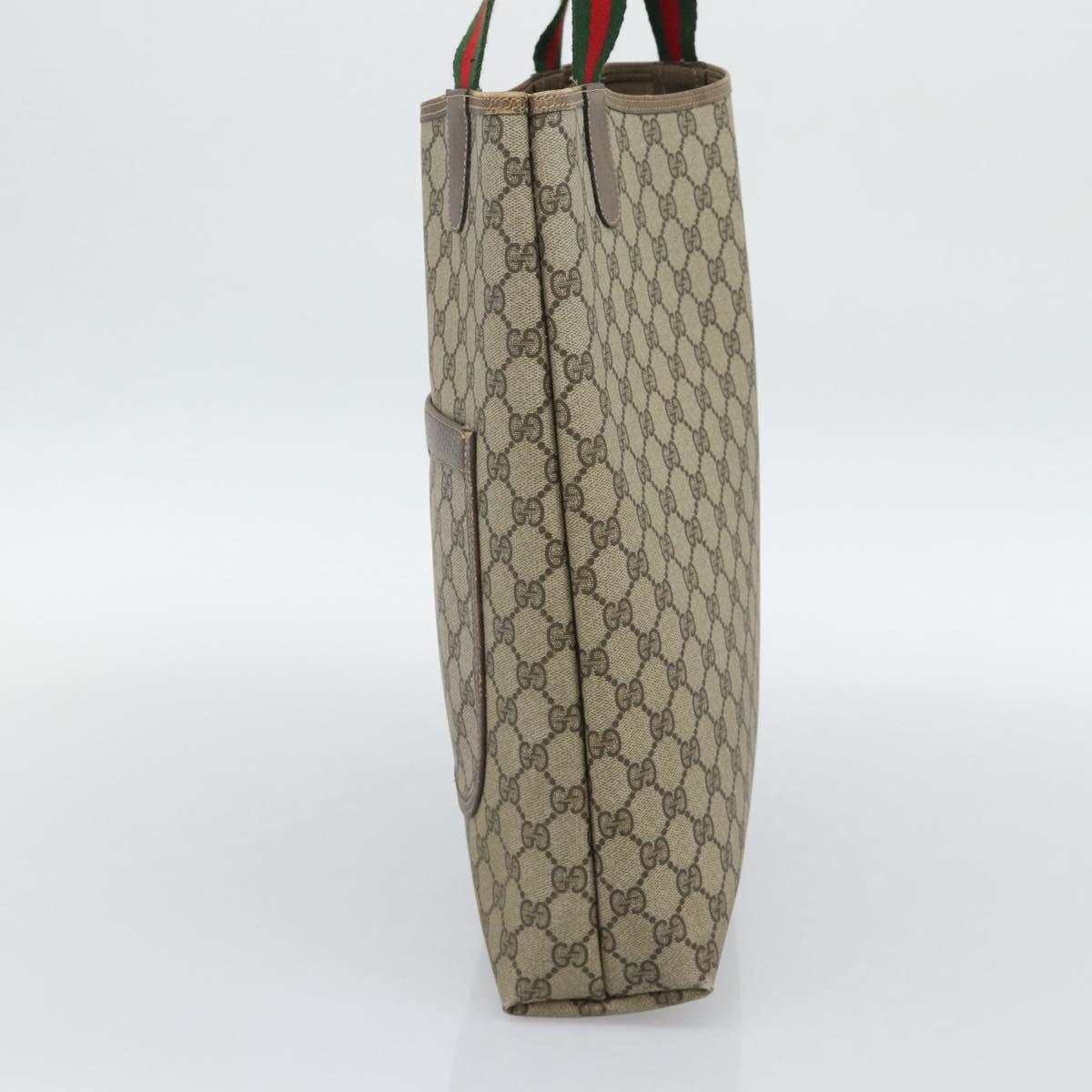 GUCCI GG Supreme Web Sherry Line Tote Bag PVC Beige Gold 39 02 003 Auth 195196A