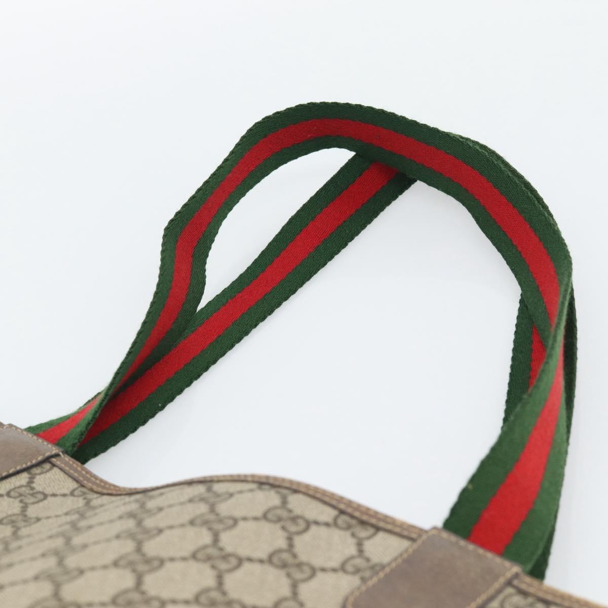 GUCCI GG Supreme Web Sherry Line Tote Bag PVC Beige Gold 39 02 003 Auth 195196A
