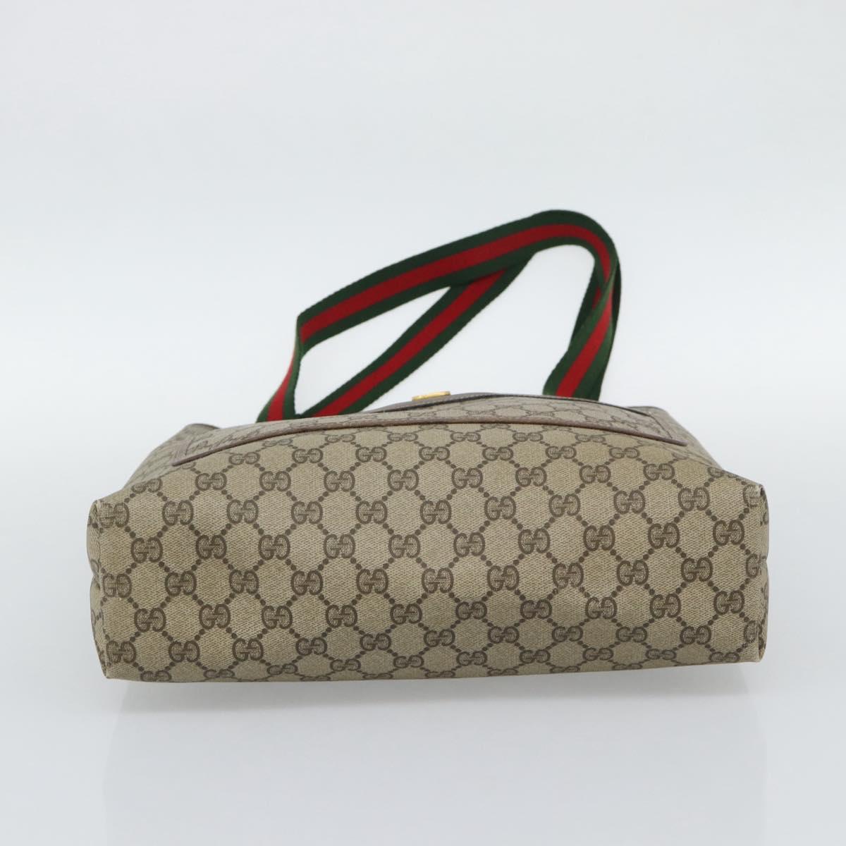 GUCCI GG Supreme Web Sherry Line Tote Bag PVC Beige Gold 39 02 003 Auth 195196A