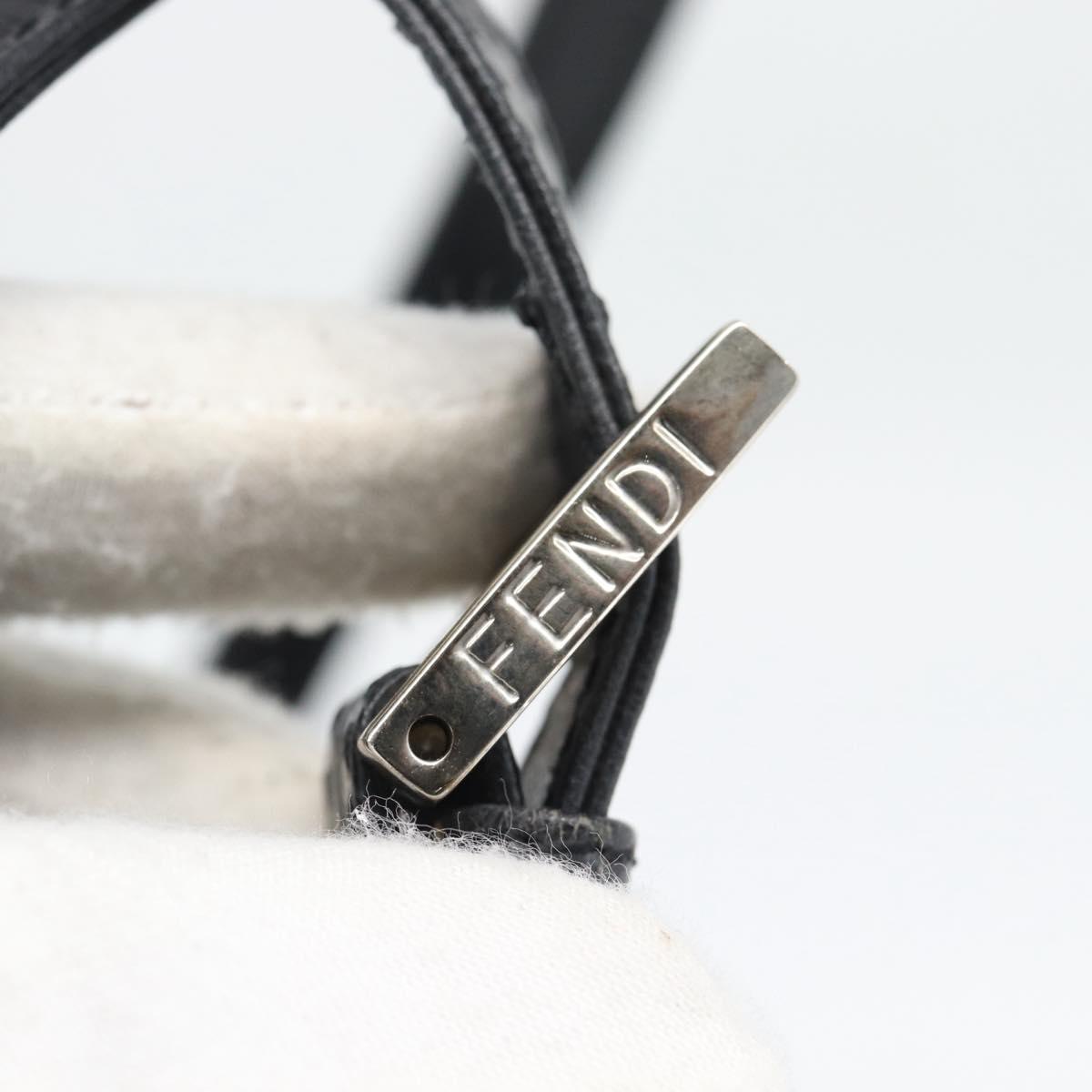 FENDI Mamma Baguette Shoulder Bag Cotton jersey Black Silver Auth 195200A