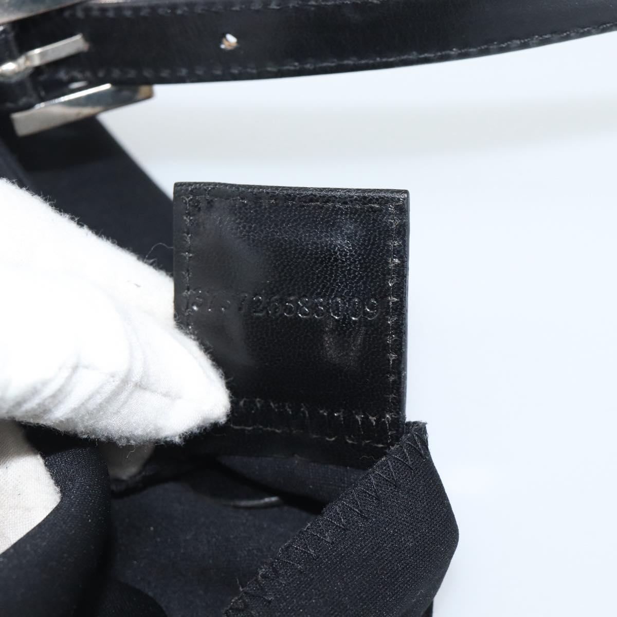 FENDI Mamma Baguette Shoulder Bag Cotton jersey Black Silver Auth 195200A