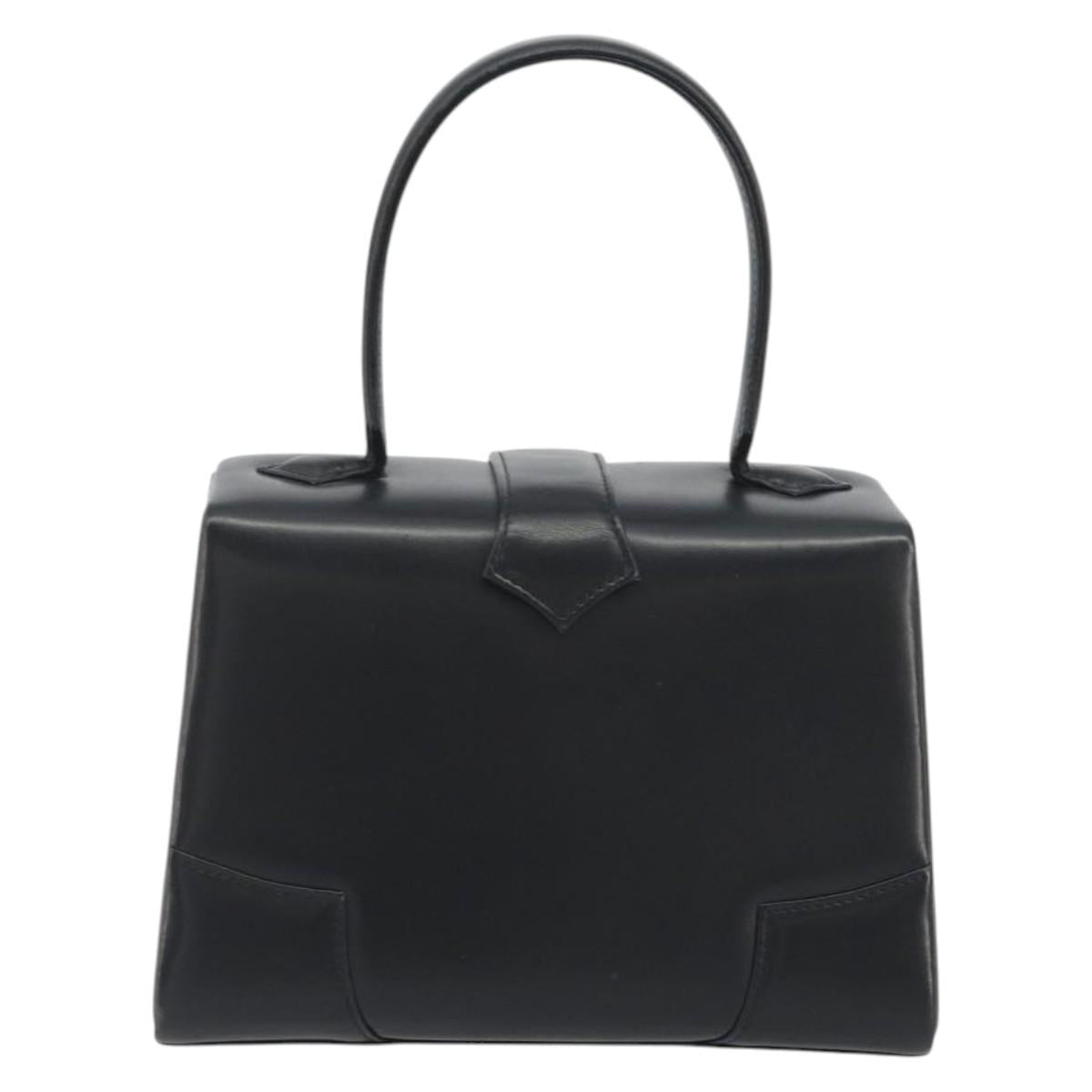 Vivienne Westwood Hand Bag Leather Black Gold Auth 195203A