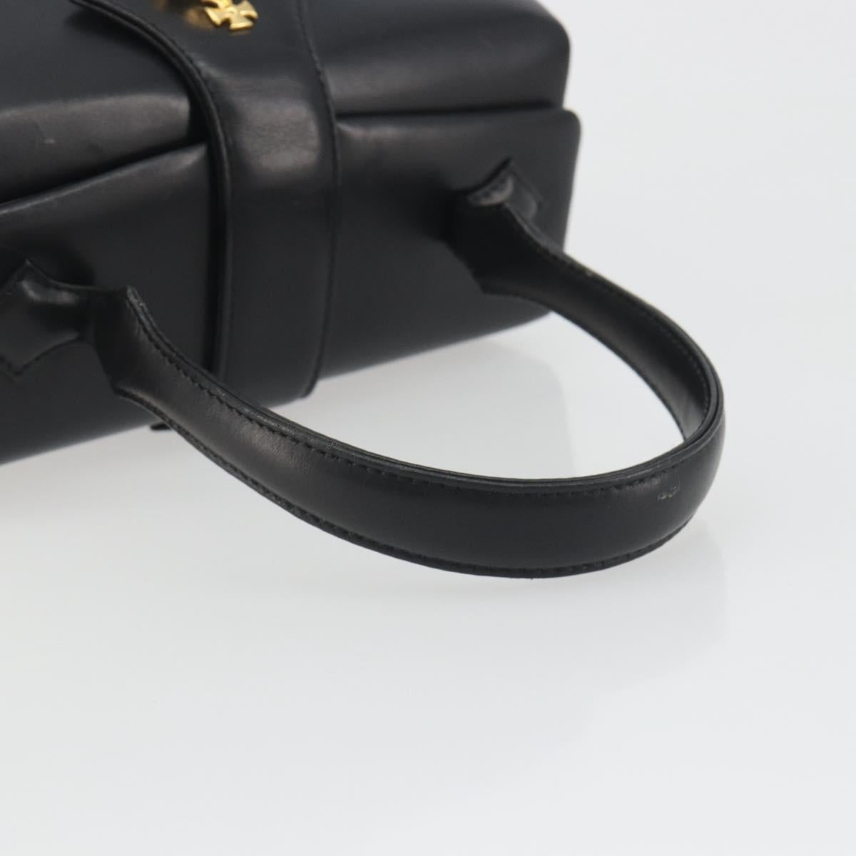 Vivienne Westwood Hand Bag Leather Black Gold Auth 195203A