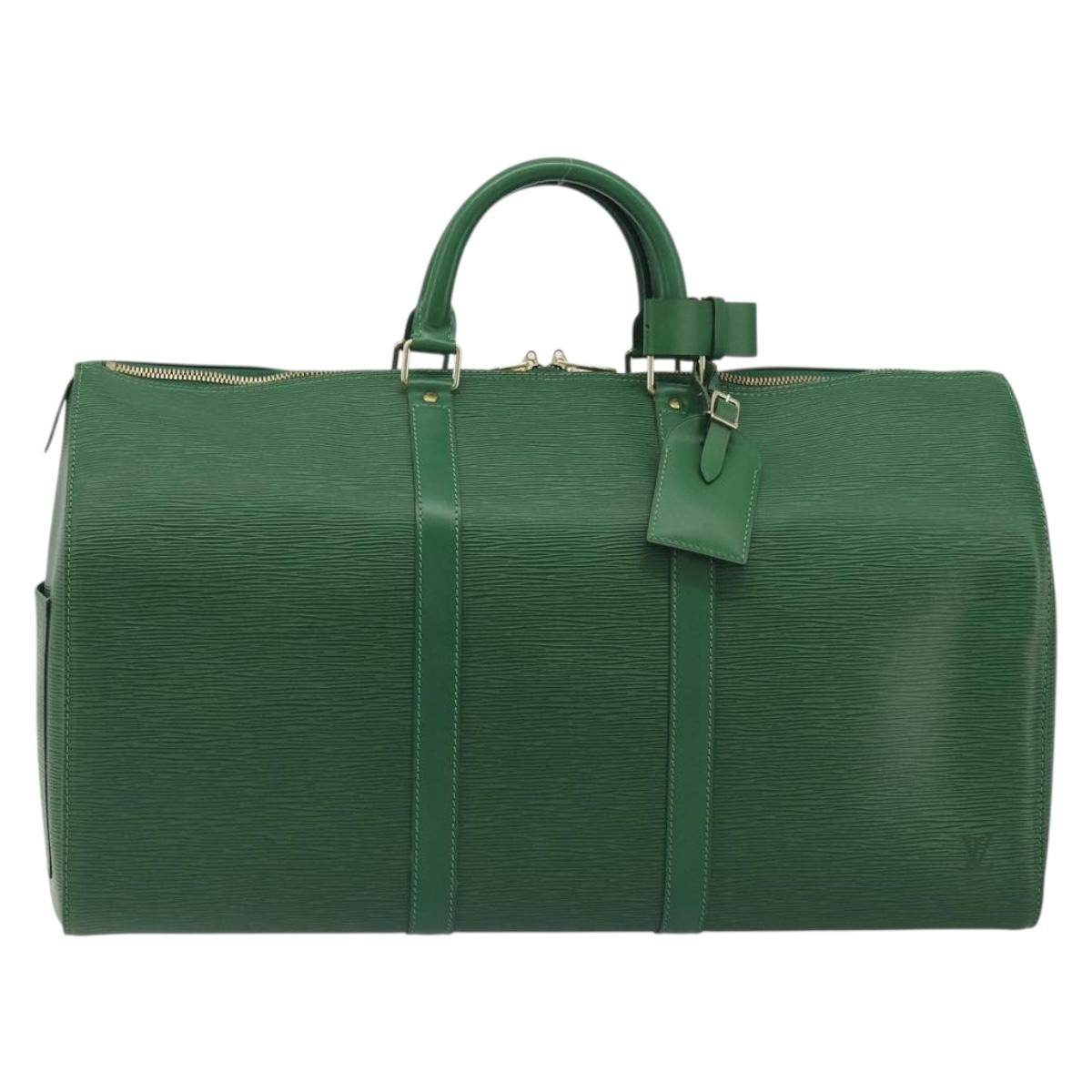 LOUIS VUITTON Epi Keepall 50 Boston Bag Green M42964 LV Auth 195209V