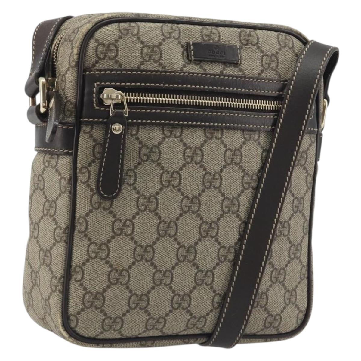 GUCCI GG Supreme Shoulder Bag PVC Beige Gold 233268 Auth 195210