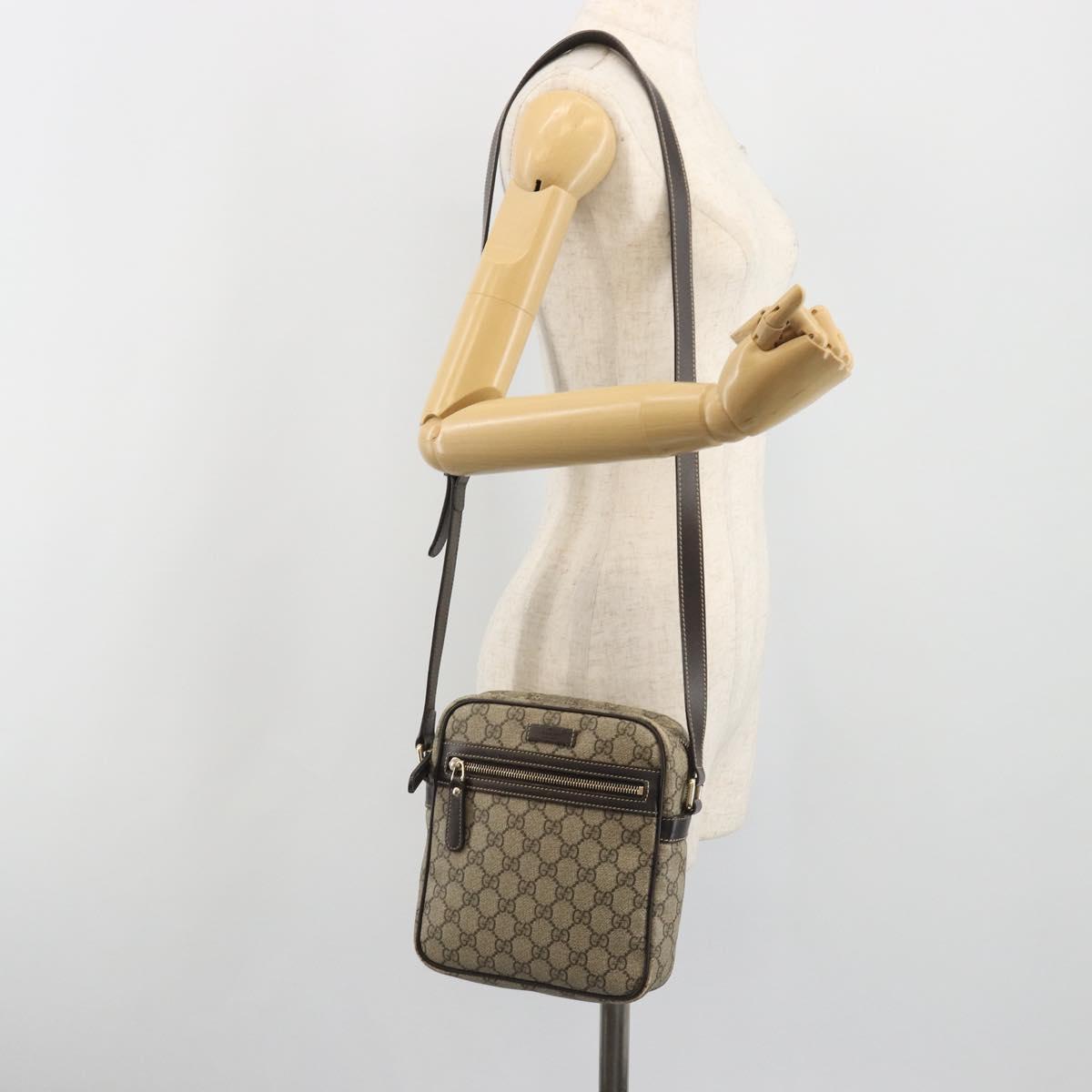 GUCCI GG Supreme Shoulder Bag PVC Beige Gold 233268 Auth 195210