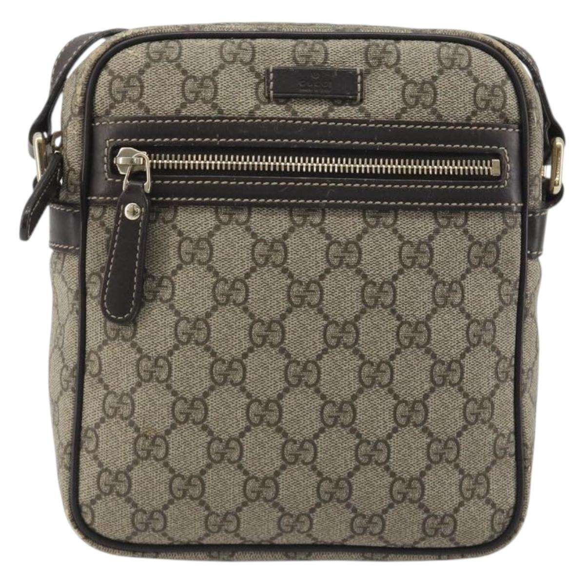 GUCCI GG Supreme Shoulder Bag PVC Beige Gold 233268 Auth 195210
