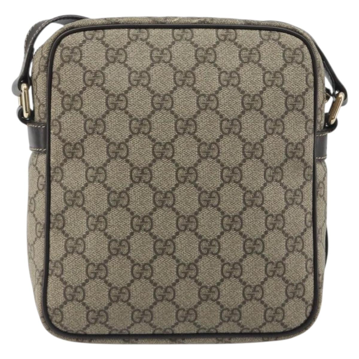 GUCCI GG Supreme Shoulder Bag PVC Beige Gold 233268 Auth 195210