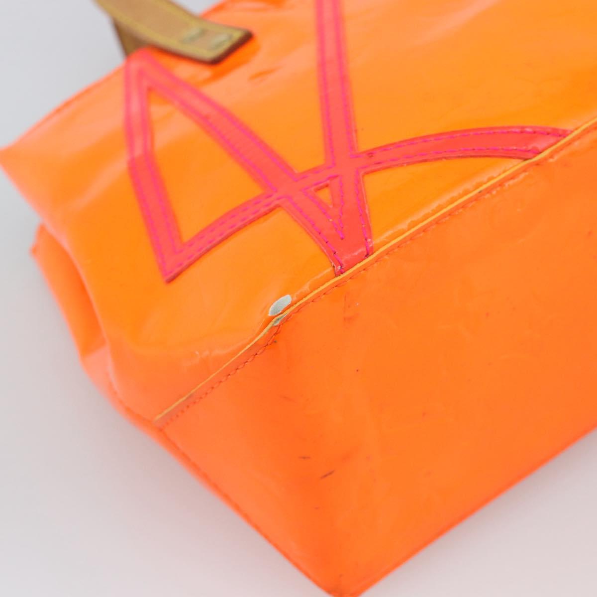 LOUIS VUITTON Monogram Vernis Fluo Reade PM Hand Bag Orange M91905 Auth 195212