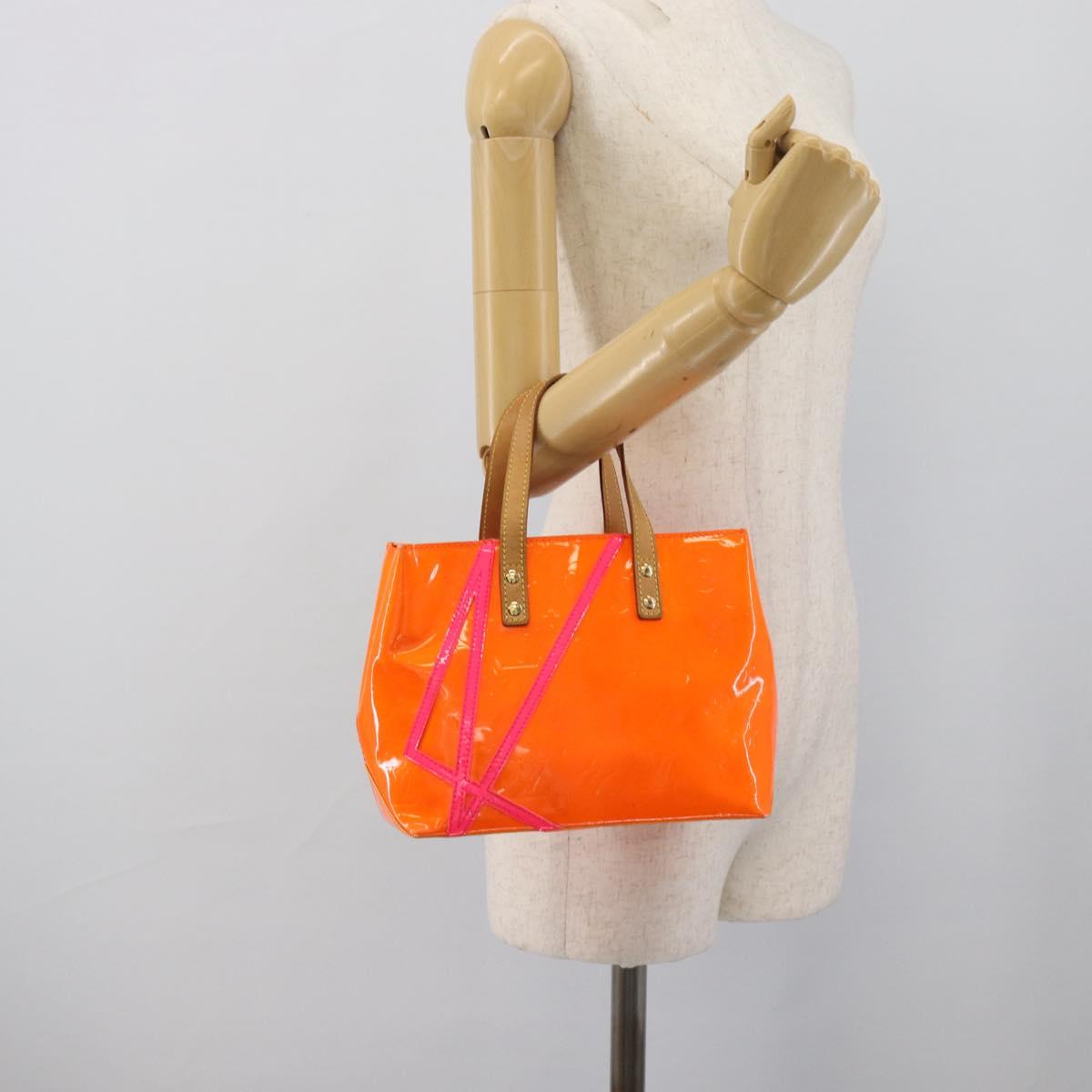LOUIS VUITTON Monogram Vernis Fluo Reade PM Hand Bag Orange M91905 Auth 195212