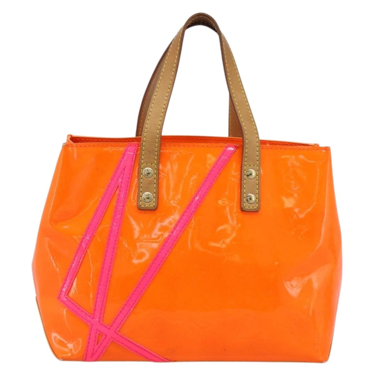 LOUIS VUITTON Monogram Vernis Fluo Reade PM Hand Bag Orange M91905 Auth 195212
