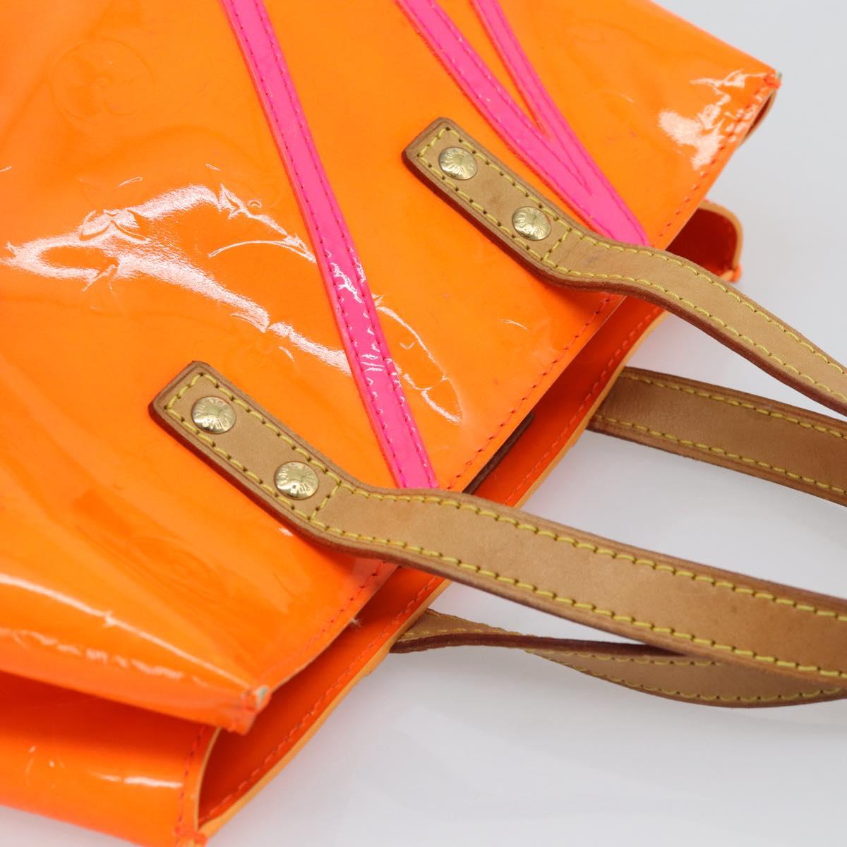 LOUIS VUITTON Monogram Vernis Fluo Reade PM Hand Bag Orange M91905 Auth 195212