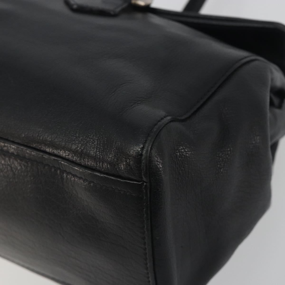 PRADA Shoulder Bag Leather Black Silver Auth 195224V