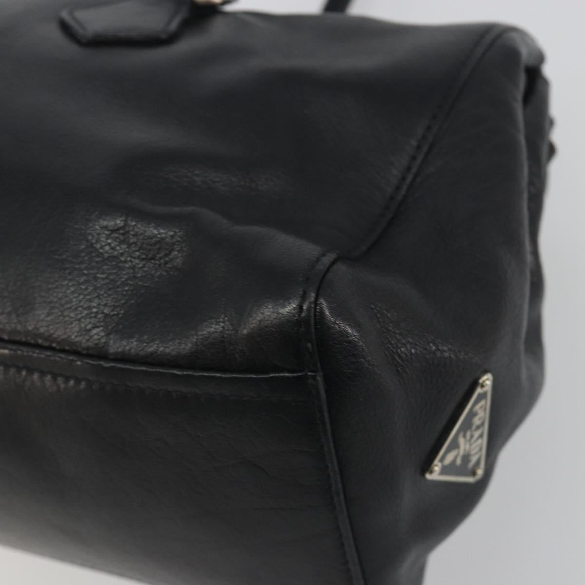 PRADA Shoulder Bag Leather Black Silver Auth 195224V