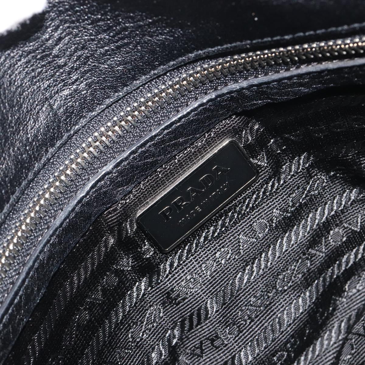 PRADA Shoulder Bag Leather Black Silver Auth 195224V
