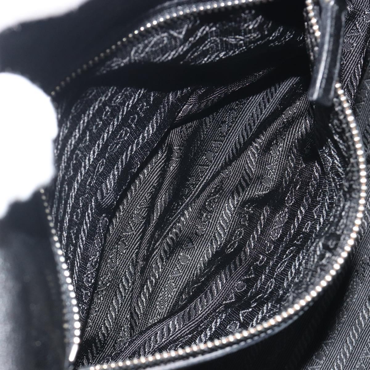 PRADA Shoulder Bag Leather Black Silver Auth 195224V