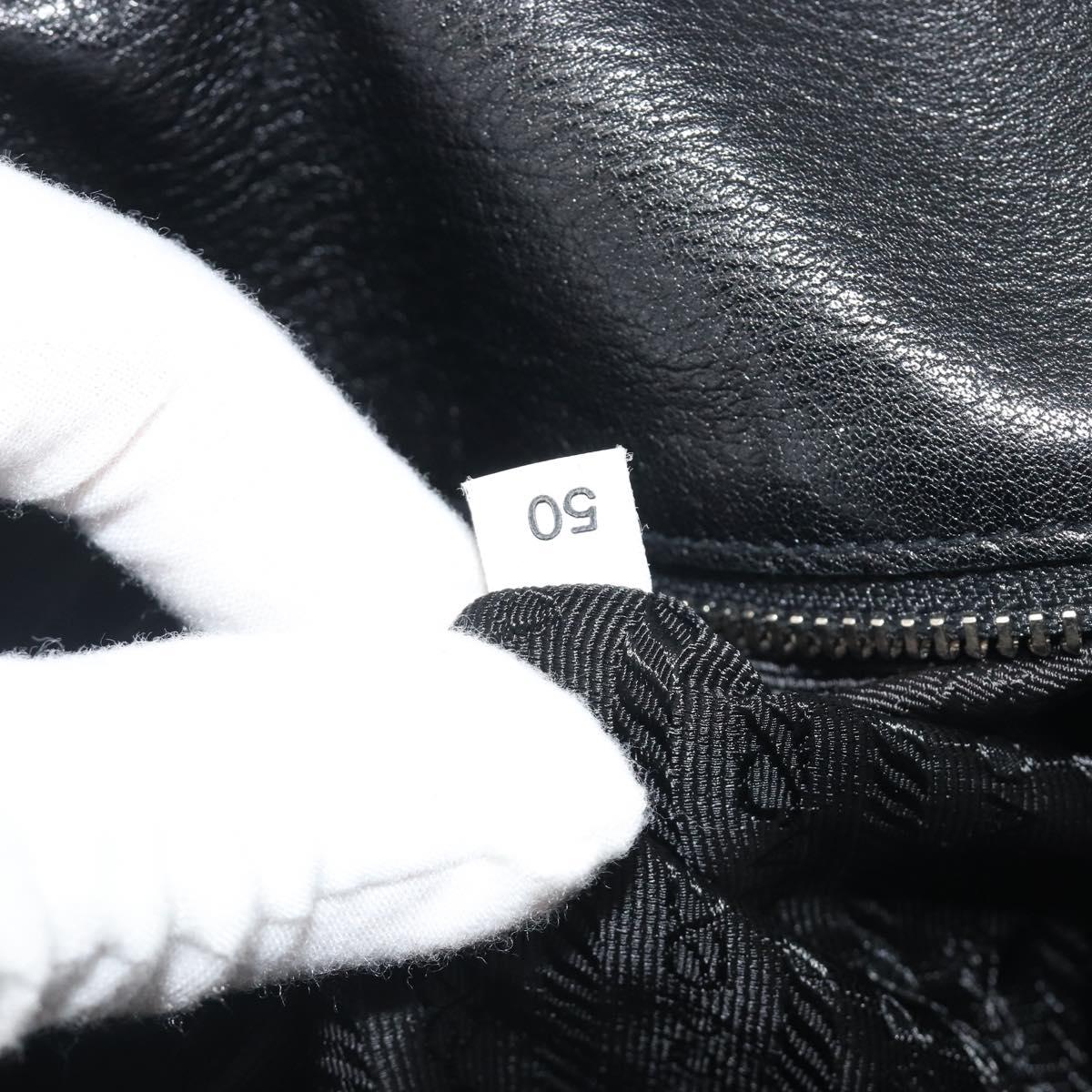 PRADA Shoulder Bag Leather Black Silver Auth 195224V