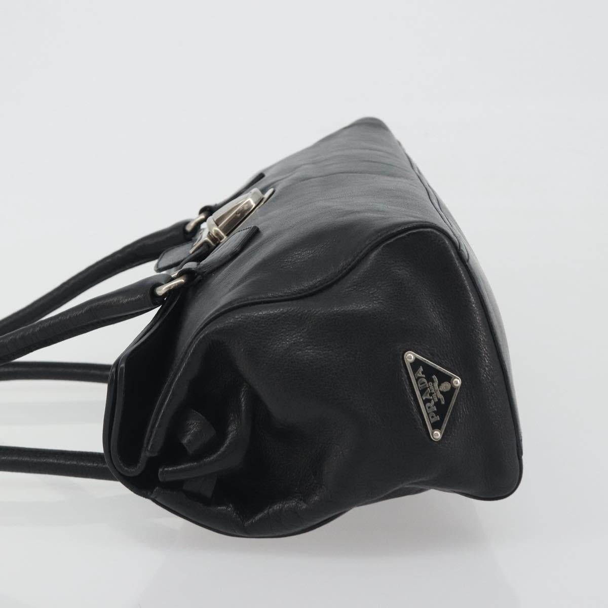 PRADA Shoulder Bag Leather Black Silver Auth 195224V