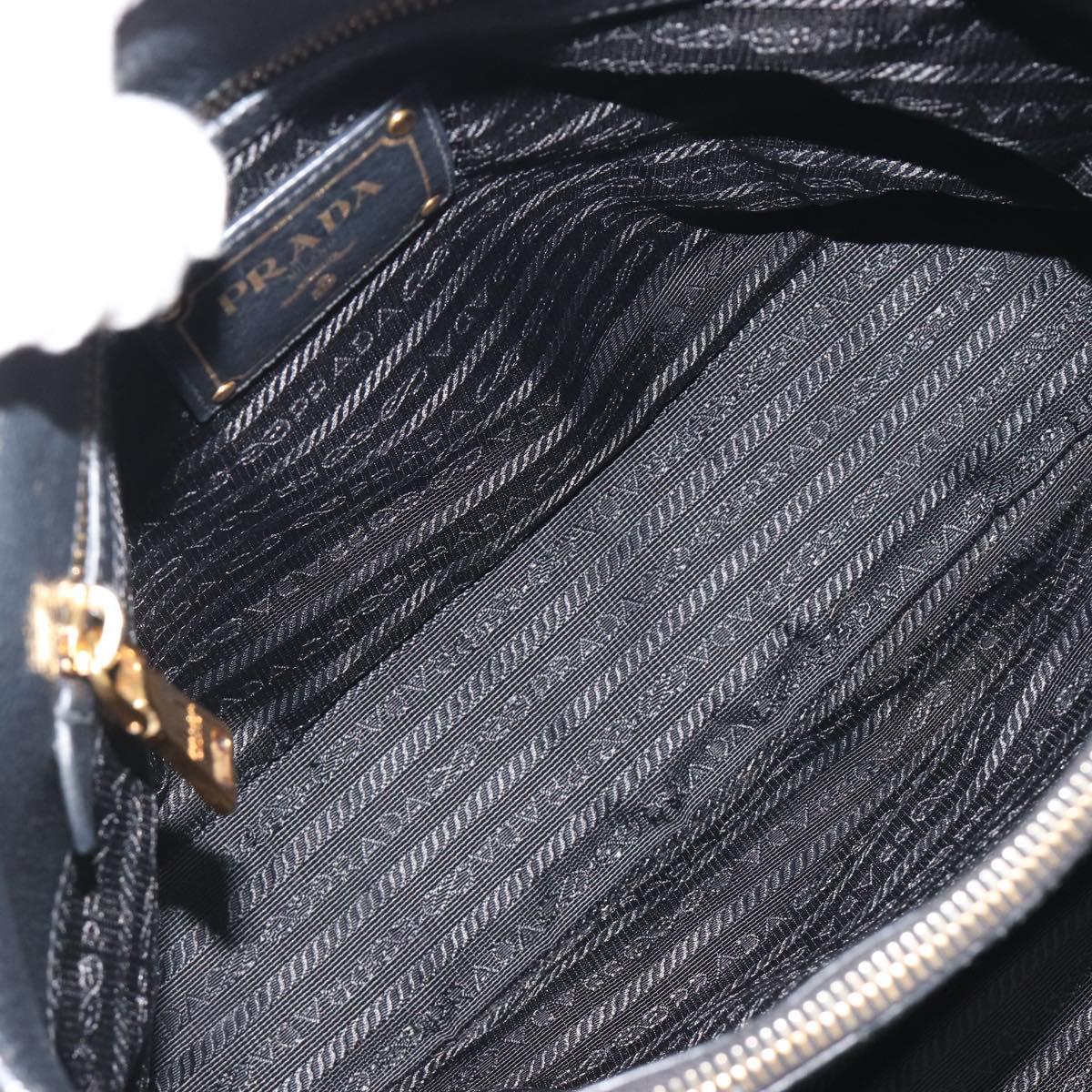 PRADA Hand Bag Vittero Dino Leather 2way Black Gold Auth 195226A