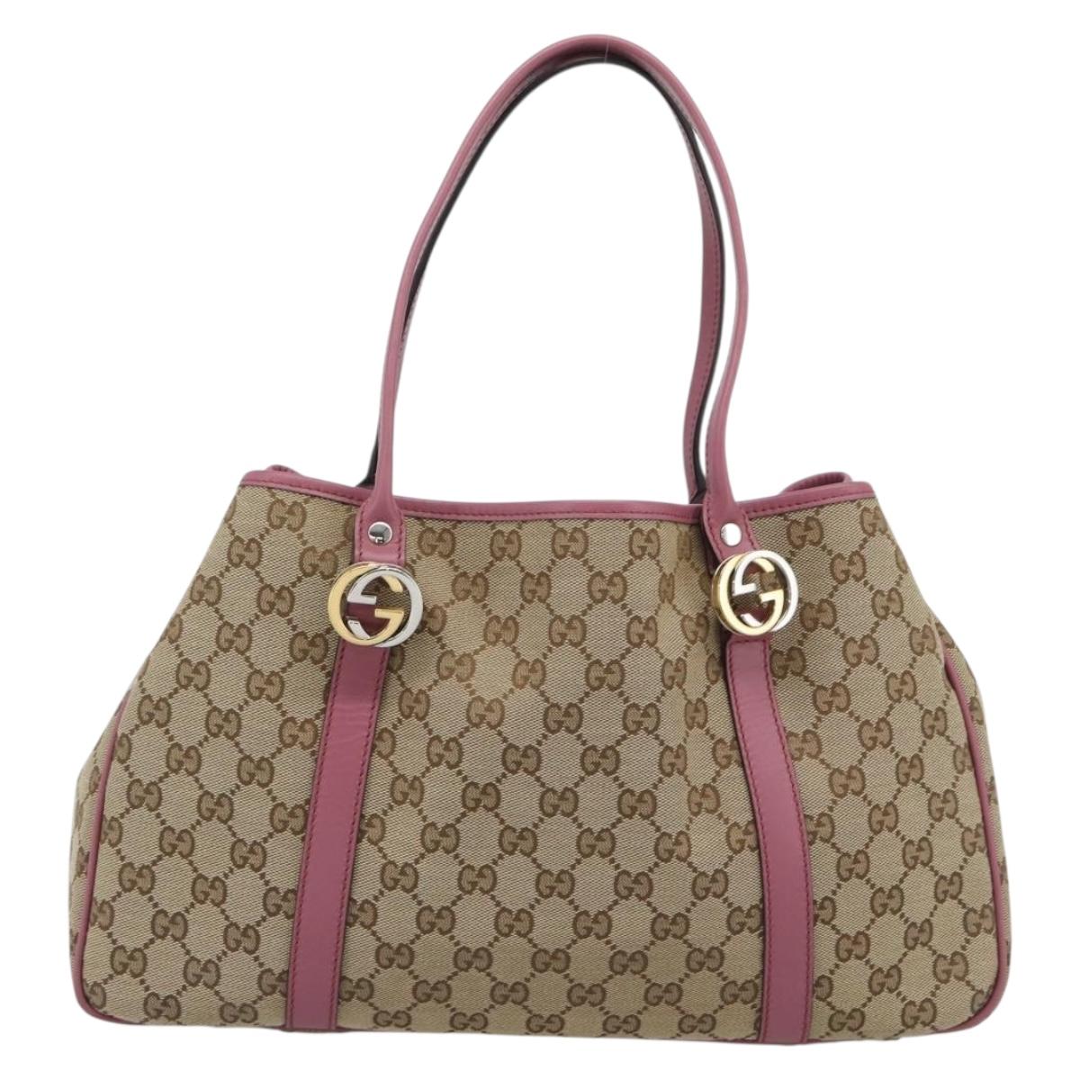 GUCCI GG Canvas GG Twins Tote Bag Beige Gold 232957 Auth 195227A