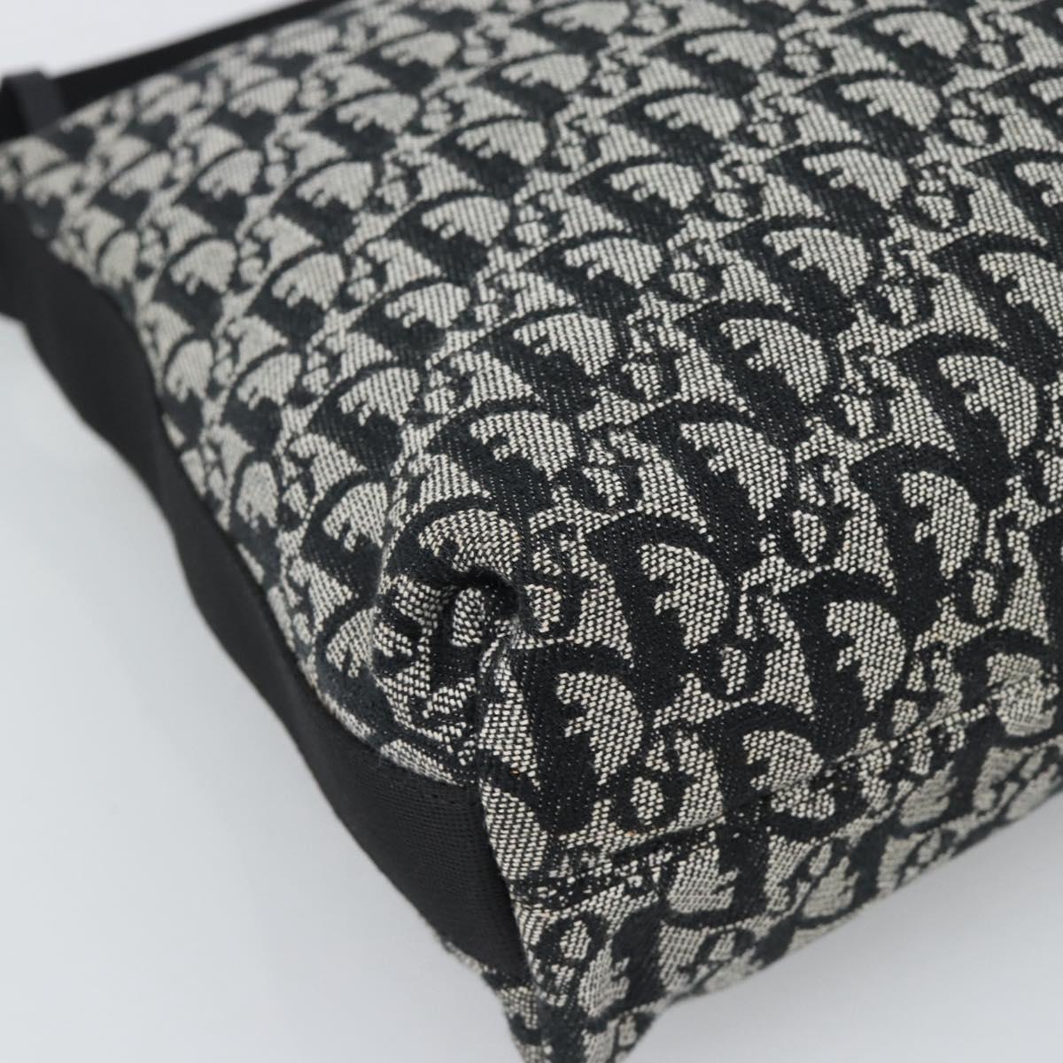 Christian Dior Trotter Canvas Shoulder Bag Black Silver Auth 195229V