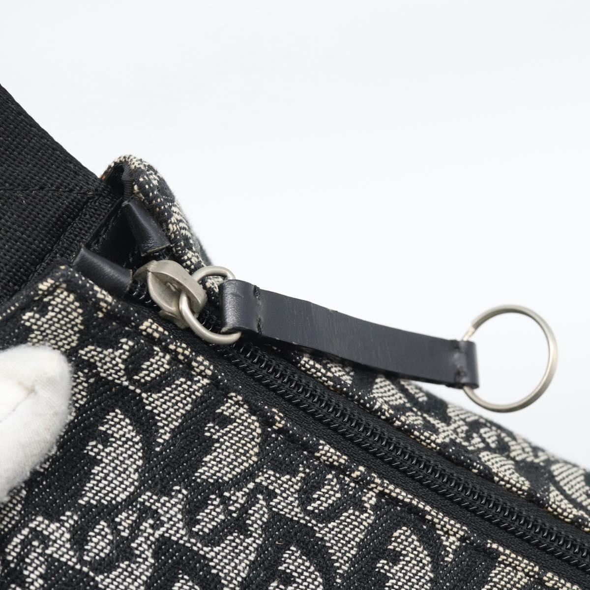 Christian Dior Trotter Canvas Shoulder Bag Black Silver Auth 195229V