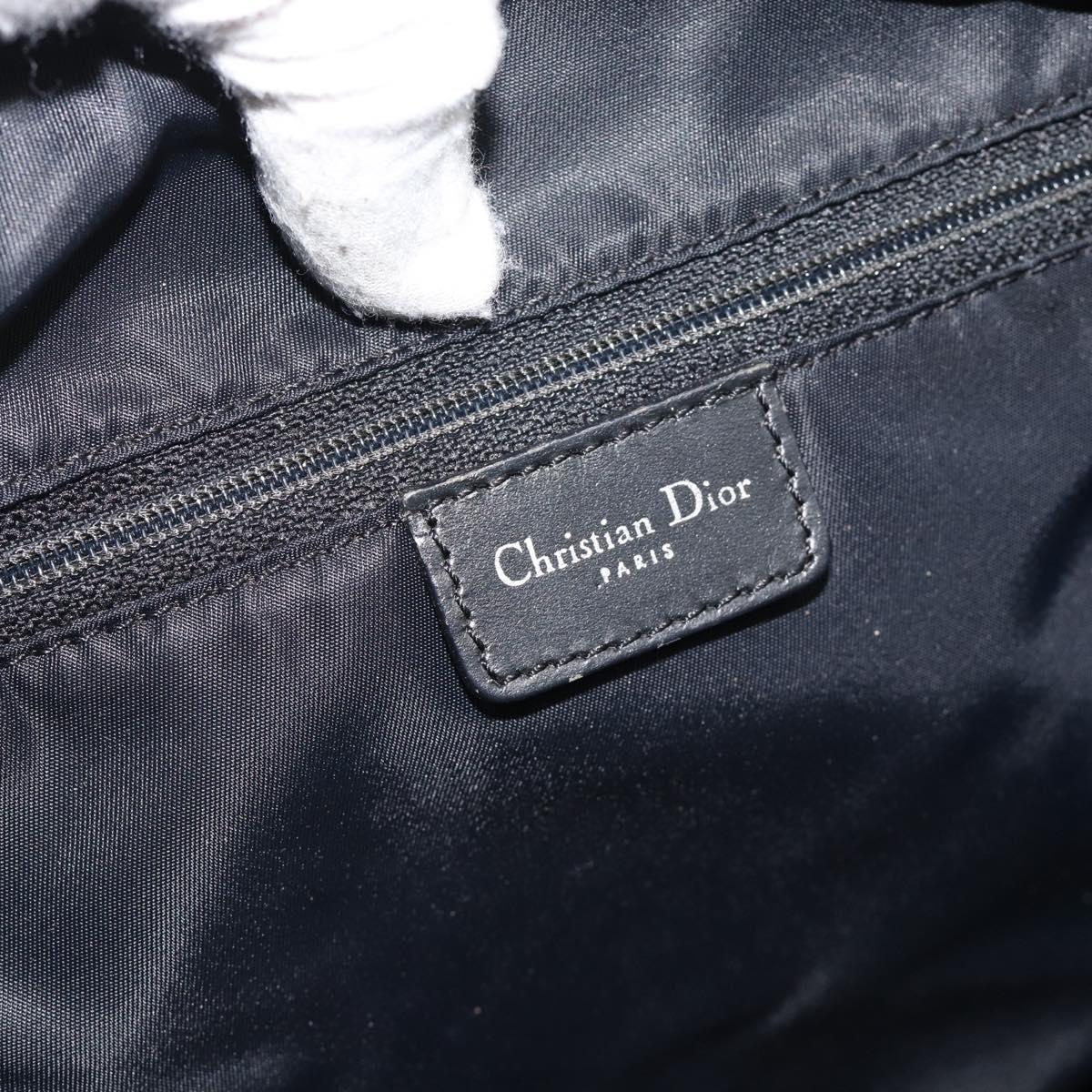 Christian Dior Trotter Canvas Shoulder Bag Black Silver Auth 195229V