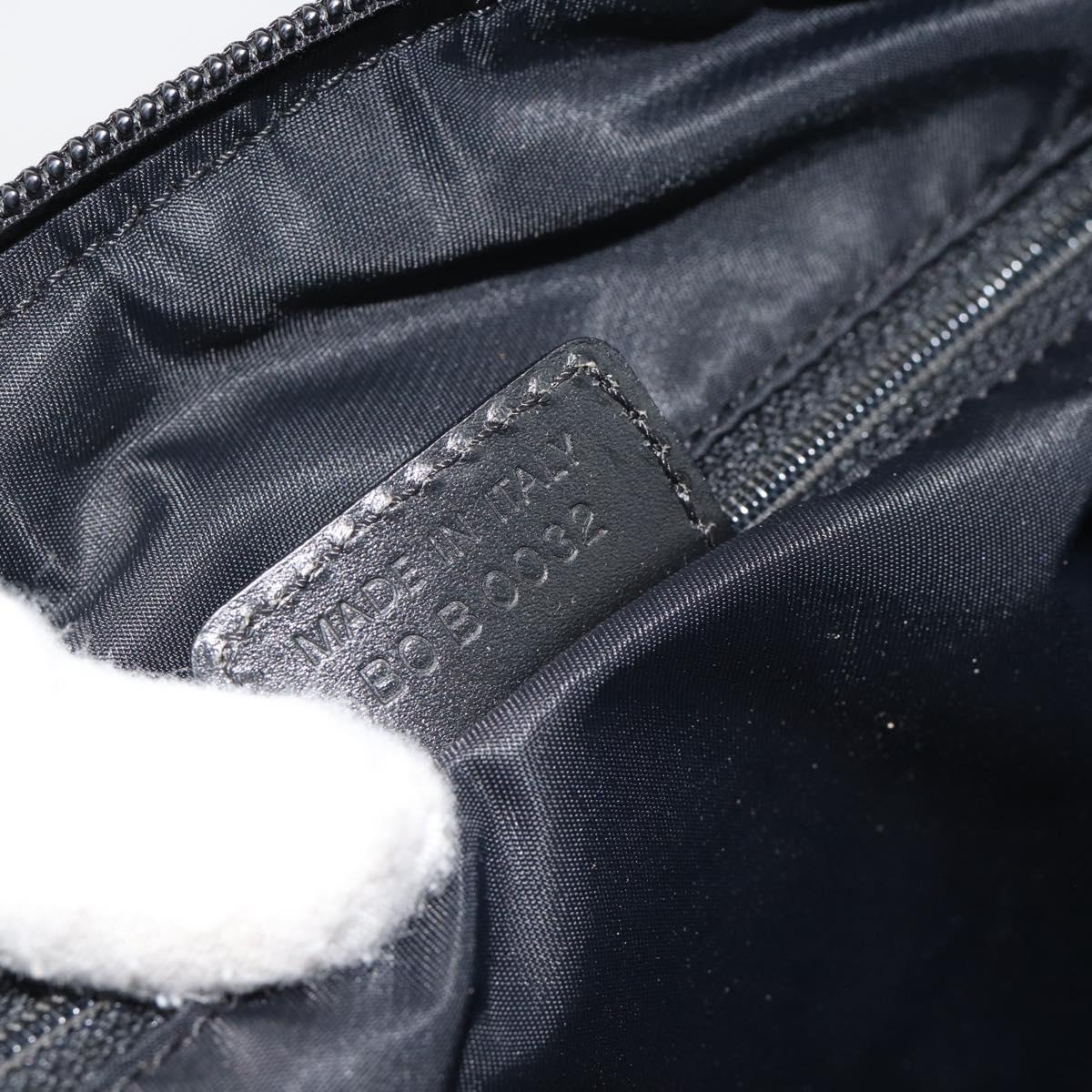 Christian Dior Trotter Canvas Shoulder Bag Black Silver Auth 195229V