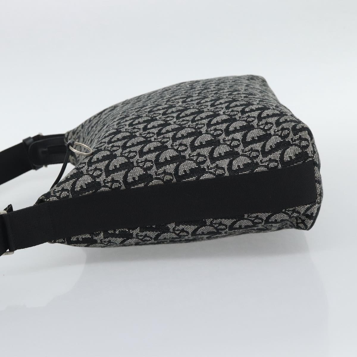 Christian Dior Trotter Canvas Shoulder Bag Black Silver Auth 195229V