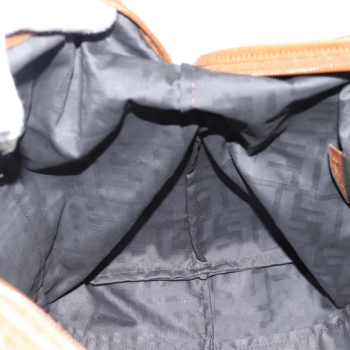 FENDI Zucca Canvas Tote Bag Brown Black Auth 195234A